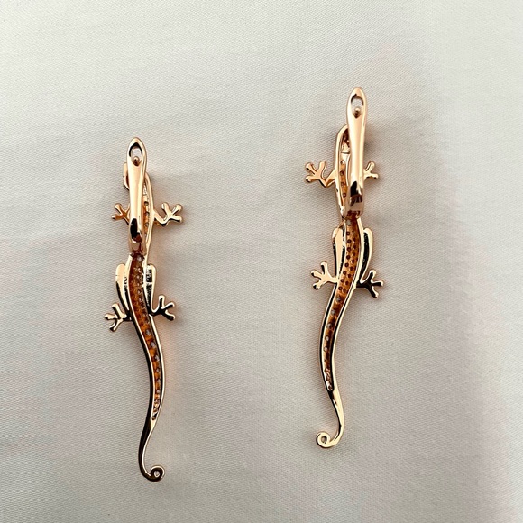 Rose Gold Tone Lizard Earrings with cubic zirconia - Picture 5 of 6